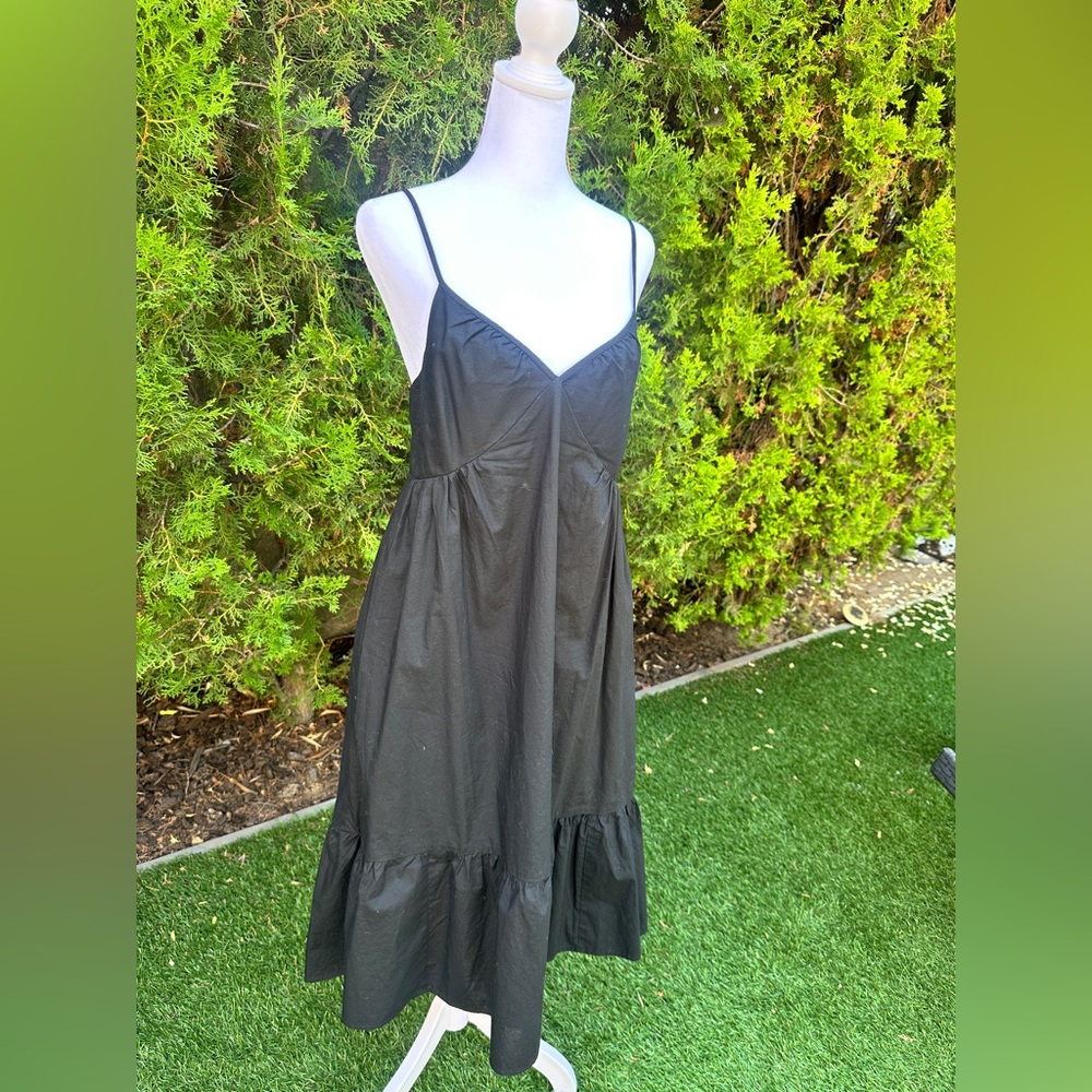GAP Black Spaghetti Strap Sweetheart A-Line Summer Midi Dress - Picture 4 of 8